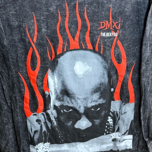 Legends Apparel DMX The Next 50 Mineral Wash Long Sleeve Graphic T-Shirt Medium - Picture 4 of 5